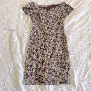 Zara V-Neck Shoulder Purple Floral Dress Size S